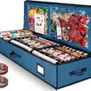 Premium Wrapping Paper Organizer Storage | Gift Wrap Holder with Extra Pockets for Christmas Decorations, Reinforced Handles, Heavy Duty, Ultra-Durable, Tear-Proof Fabric - Fits Up to 27 Rolls (Blue)