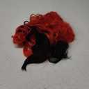 JoneTing Red and Black Wigs+ Hair Cap Red Black Ponytail Wig Curly Red and Black Pigtails Wig for Halloween Costume Red Black Clown Wigs Party Cosplay Long Curly Hair for Cosers (Average)