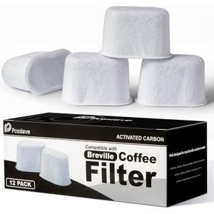 Possiave 12-Pack Charcoal Water Filters Compatible with Breville BWF100 Machines, Breville Espresso Machine Water Filter Replacement