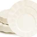 60 Pcs Ivory Plates, Wave Edge Design Disposable Plastic Plates for 30 Guests, Fancy Party Dishes 7 inch Dessert Plate and 10 inch Dinner Plate for Party, Bridal Shower