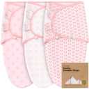 3-Pack Organic Baby Swaddle Sleep Sacks - Swaddles for Newborns, Infant 0-3 Months, Baby Girls, Boys, Soft & Snug Newborn Sleep Sack, Nursery Swaddling Blankets (Blossom) (One Size)