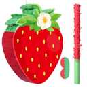 Aoriher Strawberry Piñata Red Strawberry Party Game Set Summer Fruit Piñata Berry Birthday Decoration with Stick and Mask for Summer Fruit Theme Birthday Baby Shower Party Game Supplies Decoration