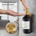 Shower Shampoo Dispenser Wall Mounted 3 Refillable 16.9 oz Black Bottles with Stainless Steel Pumps & No-Drill Adhesive Holders Soap Dispenser Set for Bathroom (3 X Black/Gold)