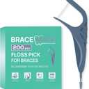 Floss Picks for Braces, 200 Count Flossers with Slim Threader & Bracket Brush Easy Daily Oral Care for Braces