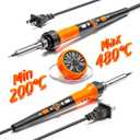 Soldering Iron Premium Kit, 60W Soldering Gun with Ceramic Heater, 12-in-1 Soldering Tool, Adjustable Temperature 200 to 450C, Includes Soldering Iron Tip, Solder Wire, Pump and Paste (Orange)