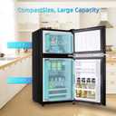 Mini Fridge with Freezer, 4.0 Cu. Ft. Double-Door Mini Refrigerator with 7-Level Adjustable Thermostat & Adjustable Glass Shelves, Compact Dorm Fridge 37 dB Low Noise for Bedroom, Apartment, Black