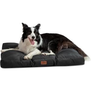 Bedsure Dog Beds Large Sized Dogs - Washable Pet Bed Mattress with Oxford Fabric, Pet Pillow Cushion for Crate, Grey Dog Mat Outdoor, 36x27x4, Black