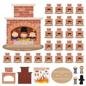 Gilprop 24 Sets 3D Fiery Furnace Craft Kits VBS Vacation Bible Felt Sets Christian Jesus Party Decorations DIY Religious Jesus House Tabletop Display for Religious Christian Sunday DIY Craft Gift