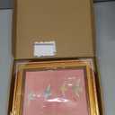 BRUZYIYE Gold Framed Wall Art Vintage Wall Art Swallow Canvas Art Bird Pictures Pink Paintings Cute Prints Animal Wall Decor Artwork For Girls room Bedroom Kids Room 8x10in