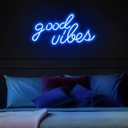 Blue Good Vibes Neon Sign - LED Neon Signs for Wall Decor, Neon Lights for Bedroom, Neon Wall Signs (16.1 x 8.3 inch)