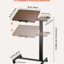 VEVOR Overbed Table, Mobile Hospital Bed Table, Over Bed Table with Wheels Adjustable Height, Rolling Laptop Desk with Tilting Top & Cup Holder, Portable Over Bed Desk for Home, Office, Study, Wood