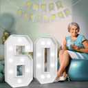 imprsv Marquee Numbers Large 60th-Birthday Decorations: 3ft Light Up Number 60 Birthday Decoration for Women Men Sixty Year Old Anniversary Party Decor Backdrop Cardboard Big Mosaic Number 60