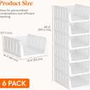 Lifewit 6 Pack Stackable Closet Organizers and Storage Basket for Clothes, Plastic Sweater Storage Bins for Wardrobe, Multifunctional Mounted Closet Systems for RV, Bathroom, Dorm, 32 cm/12.6 inch(L)