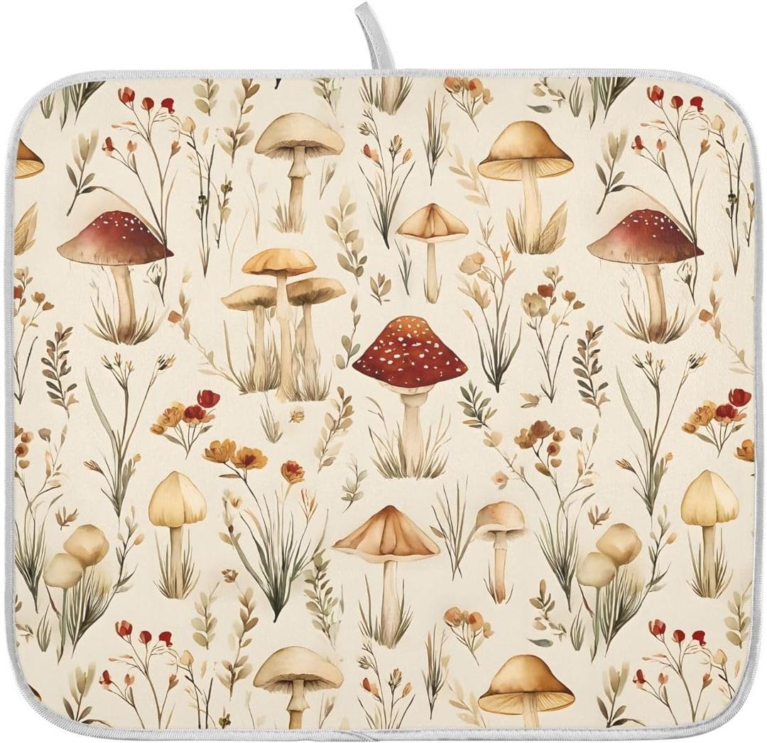 Mushroom Fall Forest Dish Drying Mats for Kitchen Counter Absorbent Microfiber Dish Drying Matt 16 x 18 Inch Draining Reusable Rack Pad (Mult8) Mushroom Fall Forest Dish Drying Mats for Kitchen Counter Absorbent Microfiber Dish Drying Matt 16 x 18 Inch Draining Reusable Rack Pad (Mult8)