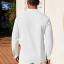 COOFANDY Men's Henley Shirt Long Sleeve Lightweight Casual T-Shirt Summer Beach Hippie Tee Shirt (White, XL)
