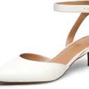 DREAM PAIRS Kitten Heels for Women Low Heel Dress Shoes Wedding Dress Closed Toe Pump Shoes (7, White/Pu)
