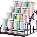 Nuanchu 4 Tier Water Bottle Organizer, 40 oz Large Handled Tumbler Organizer Holder for 16 Cups, Large Metal Cup Holder for Kitchen Cabinet Countertop Pantry, Bottle Storage Stand Gift for Family