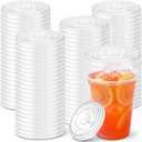 Jingmore 1000 Pcs 95mm Diameter PET Flat Lids, Fits 12 oz - 22 oz Paper Cold Cups, Disposable Clear Plastic Lids with Straw Slot for Cafes Beverage Shops Restaurants Beverage Delivery Services