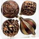 Hollyone 4.7 Inch Large Red and Gold Christmas Ornaments Bronze Tree Balls 4Pcs Shatterproof Christmas Hanging Ornaments for Xmas Tree Decor Wedding Holiday Party Wreath Home Decor (Red, 120mm)