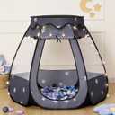 Suncuber Pop Up Play Tent with Star LightNeutral Toy for Boy Girl Birthday Gifts, Portable Ball Pit with Outdoor Carry Bag, Collapsible Kids Tent for Toddler Indoor Activity Playhouse,NO Balls(Black)