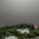 Suncalla 15.1ft Christmas Cedar Garland with Bow for Stairs Railing Xmas Artificial Realistic Garland with 4 Pcs Large Wine Red Velvet Bow for Christmas Staircase Room Mantle Decorations 