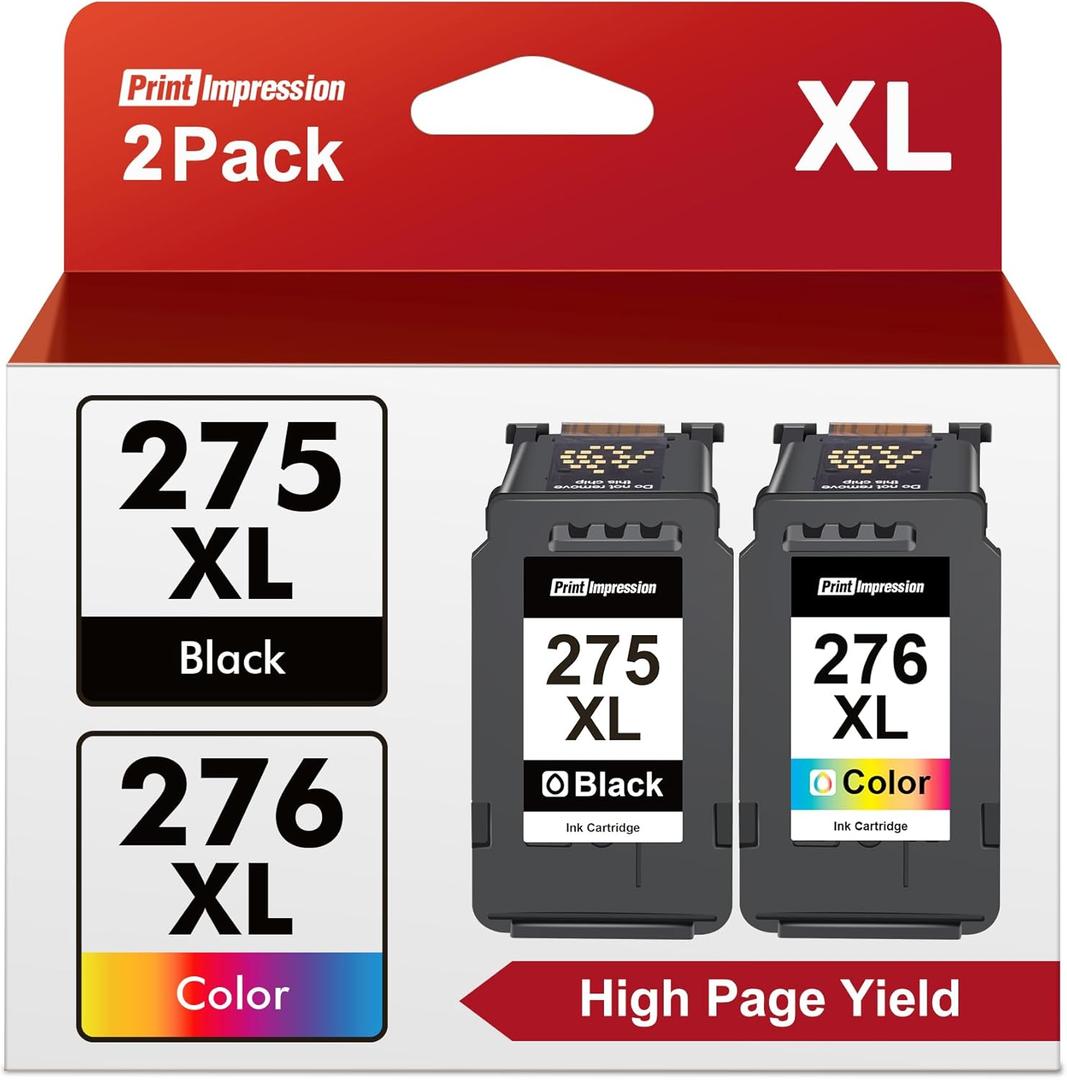 PG-275XL/CL-276XL Ink Cartridge Combo Pack Replacement for Canon 275 and 276 Ink cartridges for Pixma TR4720 TS3522 TS3520 TS3720 TS3722 TS3500 TR4722 TR4723 TR4700 High Yield (2 Pack)