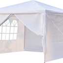 10x10 Outdoor Canopy Tent, Portable Waterproof Party Tent with 4 Sidewalls, Heavy Duty Outdoor Canopy for Backyard Parties, Wedding, Camping & Outdoor Events, White