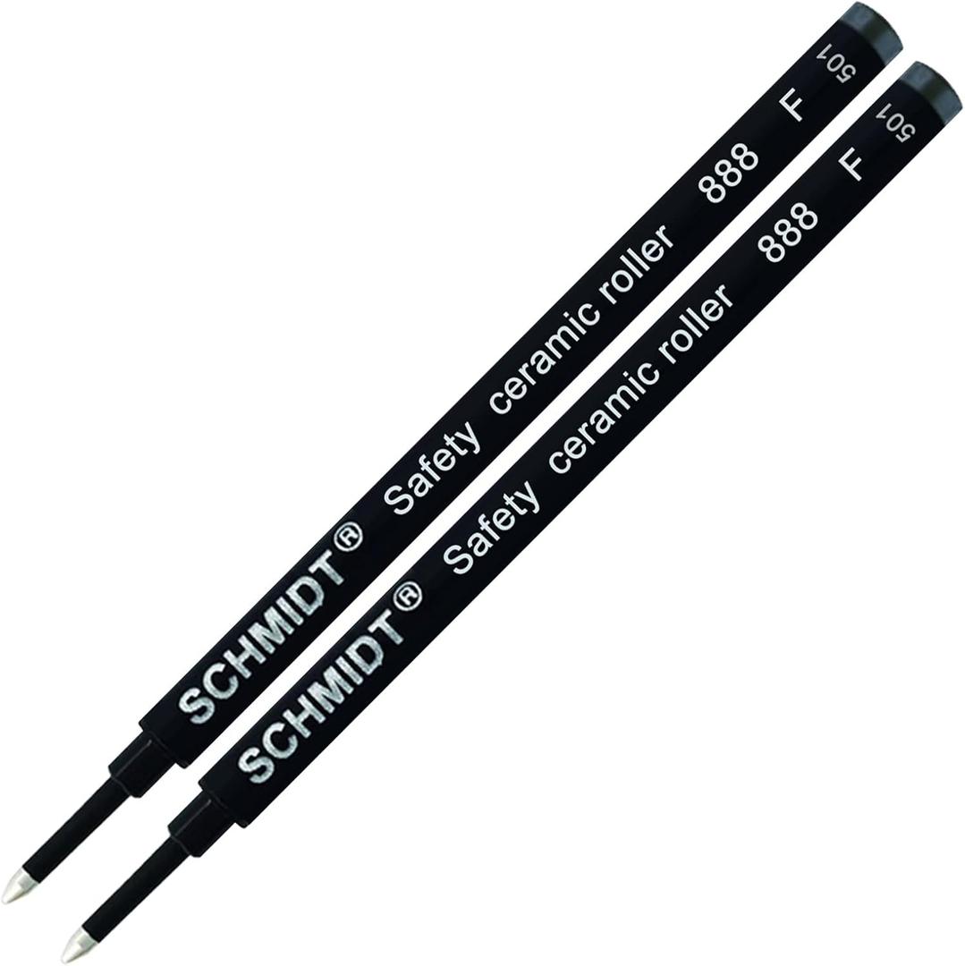Schmidt German Roller Pen Black Refill Safety Ceramic Roller 888 F (2 Pieces)
