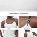 Women's Y2K Adjustable Strap Ribbed Tank Tops Metal Buckle Sleeveless Scoop Neck Going Out Shirts (L)