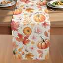 VIV CHERBL Fall Table Runner with Gradient Pumpkins, Maple Leaves & Floral Accents,Thanksgiving harvests Farmhouse Style Autumn Table Decoration for ​Dining​ Party and Home ​Decor,72x13inches Pack of 3