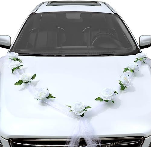 GWHOLE Artificial Flowers Bouquet Ribbon Set, Wedding Car Flowers for Wedding Party Decoration