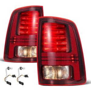 Sport Type Tail Lights Compatible with Dodge Ram 2013-2018 Ram 1500 Sport/Rebel Ram 2500 3500 Laramie w/Bulbs LED Black Taillights A Pair, Replace OEM: CH2800202 68093081AC CH2801202 68093080AC, LED