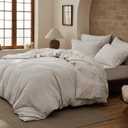 Bedsure Waffle Duvet Cover King - 100% Cotton Duvet Cover Linen Color, Space-Dyed for Enhanced Bedroom Aesthetics, PureWoven and Stylish All-Season, 3-Piece Bedding Set with Button Closure, 104"x90"