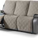 TAOCOCO Waterproof Recliner Sofa Cover, Non Slip Split Recliner Couch Covers with Elastic Straps Pocket, Washable Reclining Sofa Cover Furniture Protector for Kids, Dogs, Pets (3 Seater, Light Brown)