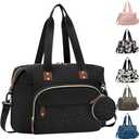 Tenot Diaper Bag Tote, Baby Bag Travel Diaper Tote Bag with Pacifier Case, Cute Maternity Hospital Baby Stylish Diaper Tote for Mom Dad Black, L