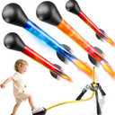 Rockets for Kids Age 4-8 with 4 LED Rockets and Launcher - Outdoor Toys for 4 5 6 7 8-12 Year Old Boy Birthday Gift, Air Powered Flying Toy Shooting Up to 100 Feet, Toys for Kids Ages 8-12