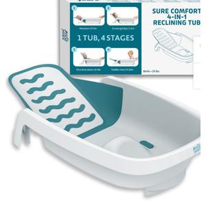 The First Years Sure Comfort 4-in-1 Reclining Bathtub – All-in-1 Bathtub for Newborn to Toddler