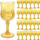 24 Pcs Gold Plastic Wine Glasses, Plastic Goblets for Parties, Vintage Wine Glasses Bulk, Reusable Drinking Glass, Drinkware Cups for Wedding Party Reception Event Supplies