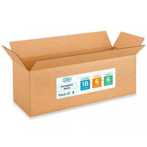 Long Moving & Shipping Boxes 18 x 6 x 6 inches (5-Pack) - Extra Strength 200 lb vs Regular - Corrugated Moving Boxes for USPS/ UPS/ FEDEX - Durable Shipping Box - Cardboard Box by IDL Packaging