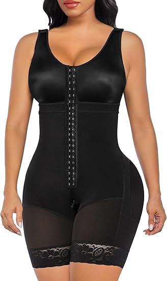 SHAPERX Women's Fajas Colombianas Tummy Control Shapewear Postpartum Full Body Shaper Butt Lifter Bodysuit (No Padding), Black, Size: M