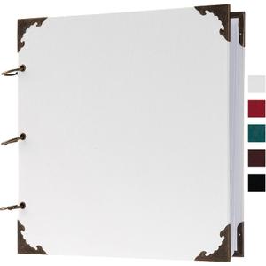 10 x 10 Inch Leather Hardcover 80 Pages DIY Scrapbook Photo Album Blank Craft Paper Wedding Anniversary Family Photo Scrapbook Album (White, 10 x 10 Inch)