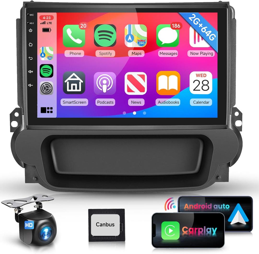 2G 64G for Chevy Malibu 2009 2010 2011 2012 2013 2014 Car Stereo Radio with 9 inch HD IPS Touch Screen CarPlay Android Auto MirrorLink BT EQ GPS WiFi AHD Rear Camera 28 UIs