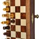 Magnetic Travel Pocket Chess Set - Staunton 7x7 Inch Folding Game Board - Handmade in Fine Rosewood - 2 Players, Age 14+