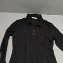 WOSALBA Womens Polo Shirts Fall Clothes Button Decro Lapel Collared V Neck Long Sleeve Cropped Tee Shirt,（Black M）