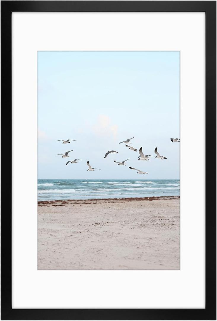 Frametory, 16x24 Frames Display 12x18 Picture with Mat or 16x24 Photo Without Mat, Shatter-Resistant Glass, Pre-Installed Wall Mounting Hardware - Black