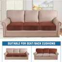 H.VERSAILTEX Velvet Stretch Couch Cushion Cover Plush Cushion Slipcover for Chair Loveseat Sofa Cushion Furniture Protector Seat Cushion Sofa Cover (3 Piece Sofa Cushion Covers, Rust)