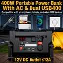 2000A Car Jump Starter with Air Compressor, Portable Power Station with 400W Inverter, 12V Battery Booster for Up to 8.5L Gas/Diesel Engines, Dual AC/DC/USB Outputs for Cars, Trucks, Camping (Black)