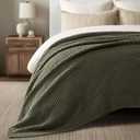 EVERGRACEHOME Chunky Polyester Knit Throw Blanket for Couch, Soft Luxurious Oversized King Moss Stitch Blanket for Bed, Large Cozy Farmhouse Knitted Throw for Sofa, Olive Green, 92" x 108"