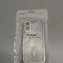 Magnetic for iPhone 16 Case,with Screen Protector, Soft Clear Plating Slim Full Acoverage Protective Phone Case for iPhone 16, Compatible with MagSafe, Silver