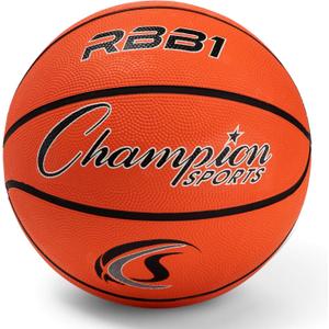 Champion Sports Rubber Basketballs  Durable Indoor & Outdoor Training & Recreational Game Balls, Multiple Sizes & Colors (Orange)
